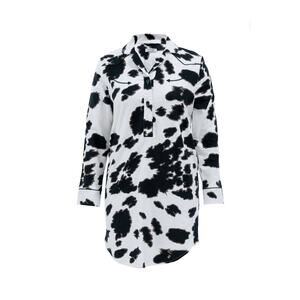 NWT Wrangler Long Sleeve Flannel Pajama Sleepshirt Women's Large Cow Print